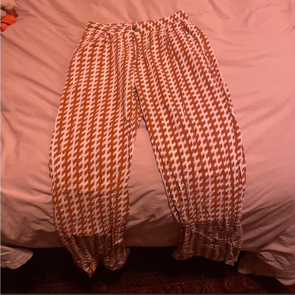 Stylish Brown and White Houndstooth Women's Pants